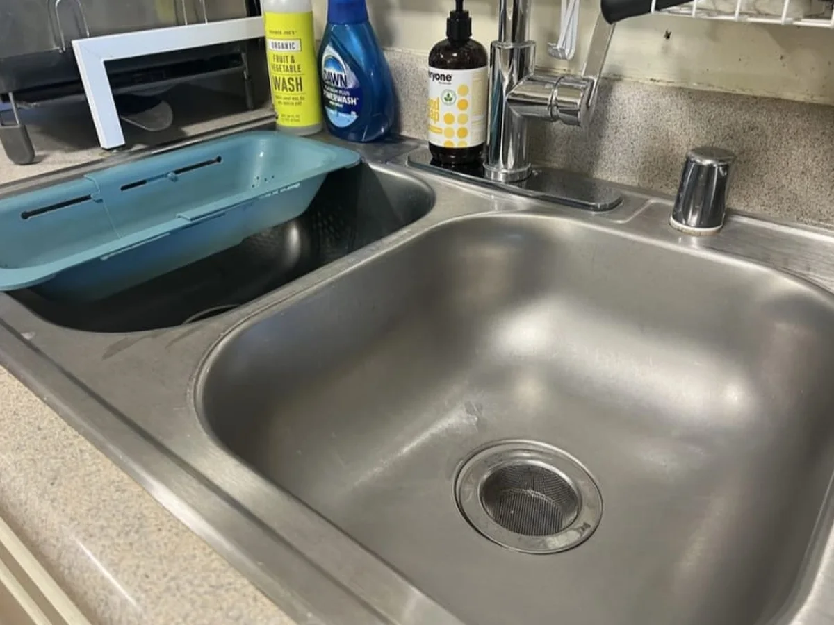 Kitchen sink cleaned and polished
